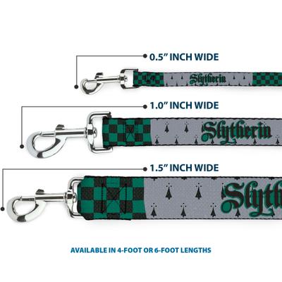 Show full view: Buckle-Down Warner Bros. Harry Potter Slytherin Checker Blocks Polyester Dog Leash, Green, 6-ft long, 1-in wide slide 3 of 6