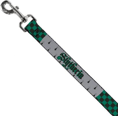Show full view: Buckle-Down Warner Bros. Harry Potter Slytherin Checker Blocks Polyester Dog Leash, Green, 6-ft long, 1-in wide slide 2 of 6