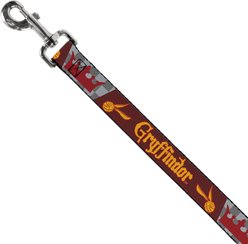 Buckle-Down Warner Bros. Harry Potter Gryffindor Quiditch Ball Crown Polyester Dog Leash, Red, 4-ft long, 1-in wide slide 2 of 6