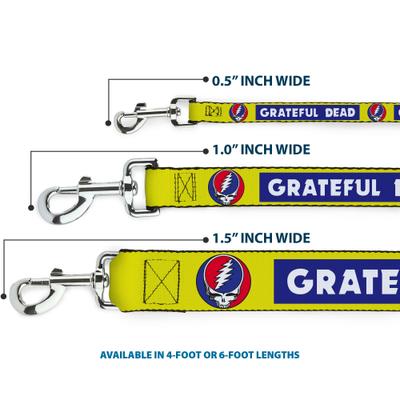 Show full view: Buckle-Down Grateful Dead Text Box & Steal Your Face Logo Polyester Dog Leash, 6-ft long, 1-in wide slide 4 of 7