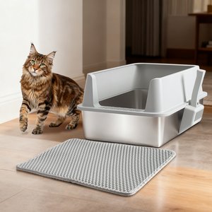 FUTAM Stainless Steel Cat Litter Box with Lid, X-Large: 23 x 14.6 x 10-in