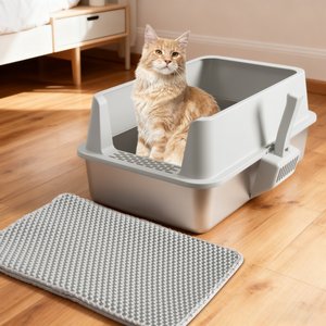 FUTAM Stainless Steel Cat Litter Box with Lid, X-Large: 23 x 14.6 x 10-in