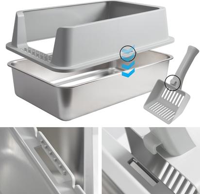 Show full view: FUTAM Stainless Steel Cat Litter Box with Lid, X-Large: 23 x 14.6 x 10-in slide 3 of 8