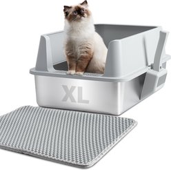 FUTAM Stainless Steel Cat Litter Box with Lid, X-Large: 23 x 14.6 x 10-in slide 1 of 7