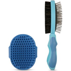 American Kennel Club Double-Sided Bristle & Pin Dog Grooming ProBrush with Complimentary Bath Brush