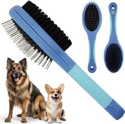 American Kennel Club 2-in-1 Deshedding & Detangling Dog Grooming Brush with Dense Nylon Bristles