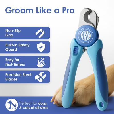 Show full view: American Kennel Club Non-Slip Grip Stainless Steel Blades Dog & Cat Nail Clippers with Safety Guard & Nail File slide 2 of 6
