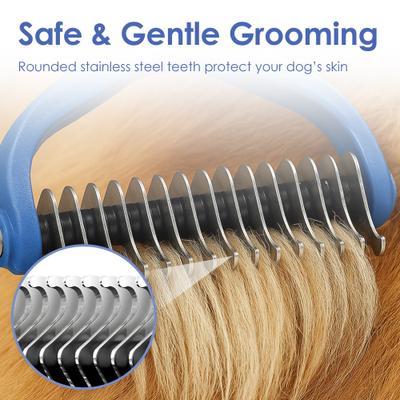 Show full view: American Kennel Club Double-Sided Dematting & Deshedding Tool Stainless Steel Undercoat Dog Grooming Rake slide 5 of 8