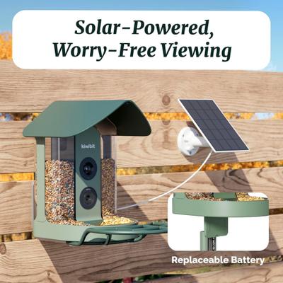 Show full view: Kiwibit Beako Smart Bird Feeder with 4K Camera, Green slide 4 of 6