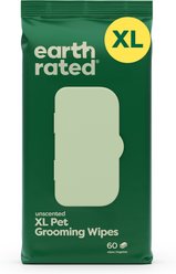 Earth Rated 3-in-1 Hypoallergenic Cleaning, Deodorizing & Conditioning Unscented Dog & Cat Grooming Wipes, Green, X-Large: 11 x 12-in, 60 count