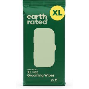 Earth Rated 3-in-1 Hypoallergenic Cleaning, Deodorizing & Conditioning Unscented Dog & Cat Grooming Wipes, Green, X-Large: 11 x 12-in, 60 count