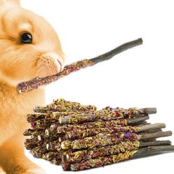 SunGrow Enrichment Apple Wood Sticks with Petals Rabbit & Guinea Pig Chew Food, 18 count