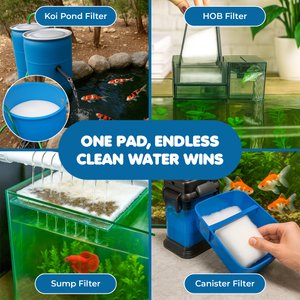 SunGrow Betta Aquarium & Koi Pond Polishing Filter Floss Media Pad for Fish Tank Cartridge, 12 x 72-in