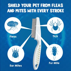 SunGrow Tick & Flea Comb for Short Haired Dog & Cat, Small Pet Shedding & Grooming Tool