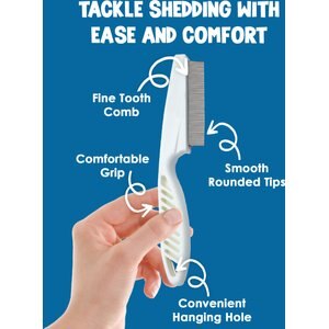 SunGrow Tick & Flea Comb for Short Haired Dog & Cat, Small Pet Shedding & Grooming Tool