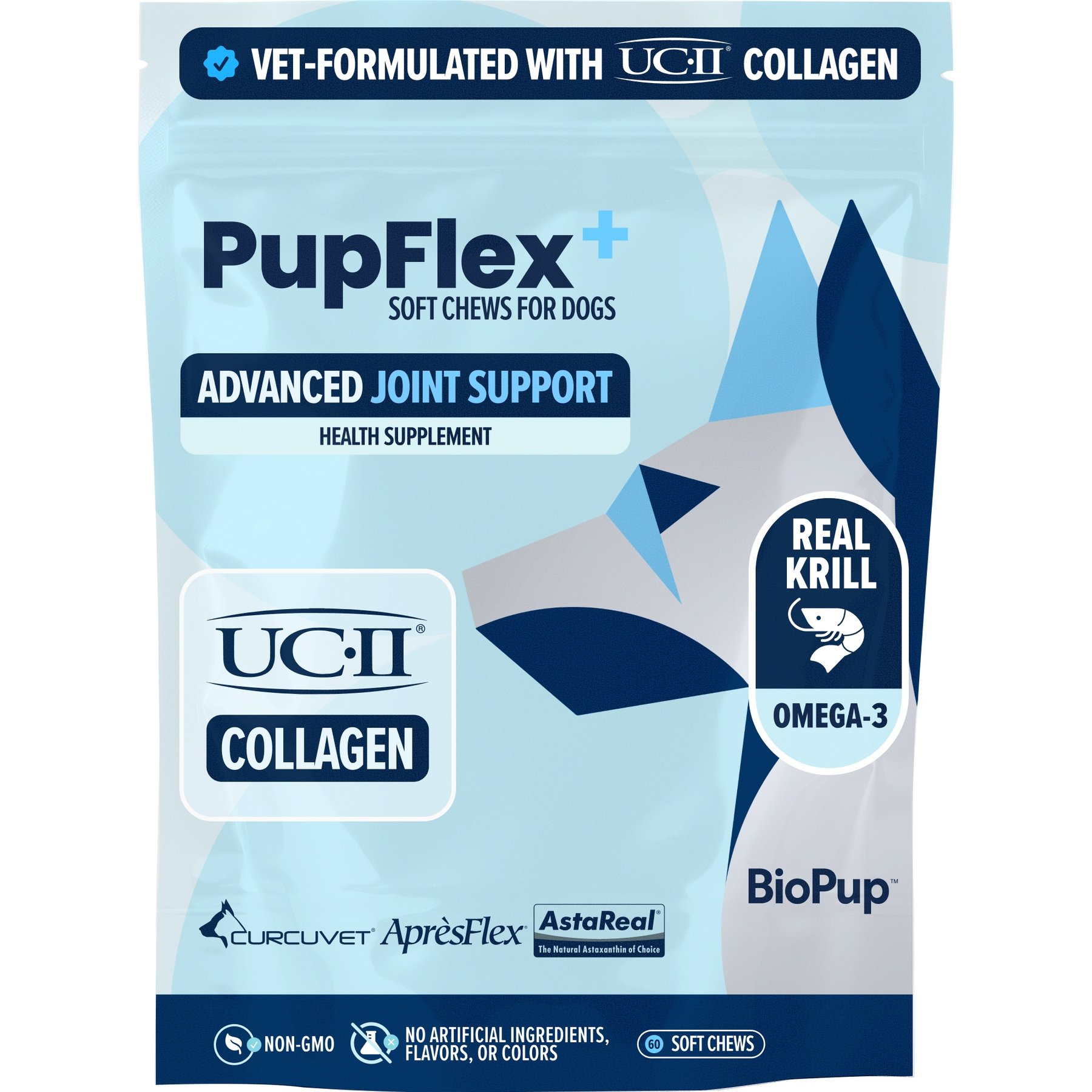 BioPup PupFlex+ Chewable Advanced Hip & Joint Support Supplement for Dogs, 60 count