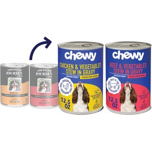 Chewy Stews Poultry & Beef Variety Pack Grain-Free Canned Dog Food (FORMERLY AMERICAN JOURNEY), 12.5-oz can, case of 12