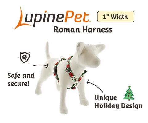 Show full view: LupinePet Christmas Design Adjustable Dog Harness, Poinsettia, X-Large: 36 to 44-in chest, 1-in wide slide 2 of 6