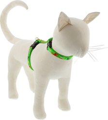 LupinePet Christmas Design H-Style Medium & Large Cat Harness, 12 to 20-in chest, 1/2-in wide, Happy Holidays Green