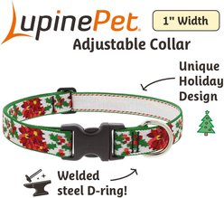 LupinePet Christmas Design Adjustable Dog Collar, Poinsettia, Large: 16 to 28-in neck, 1-in wide slide 2 of 6