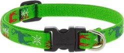 LupinePet Christmas Design Adjustable Dog Collar, Happy Holidays Green, Small: 10 to 16-in neck, 1/2-in wide