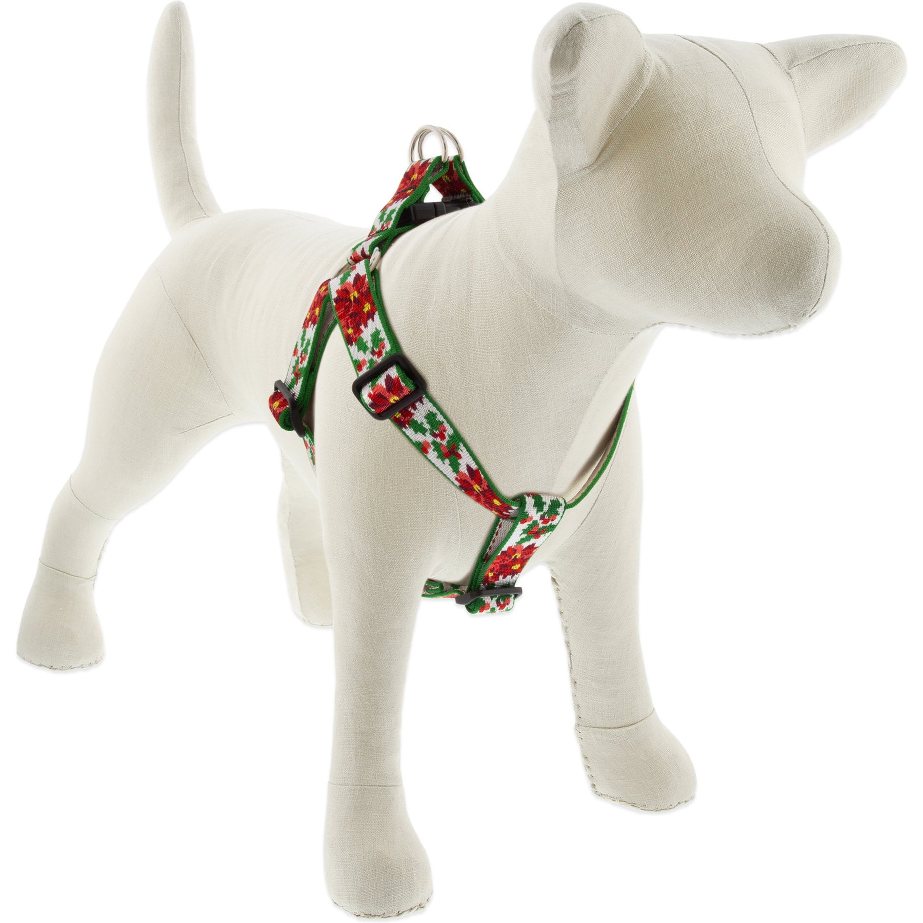 LupinePet Christmas Design Step In Dog Harness, Poinsettia, Large: 24 to 38-in chest, 1-in wide