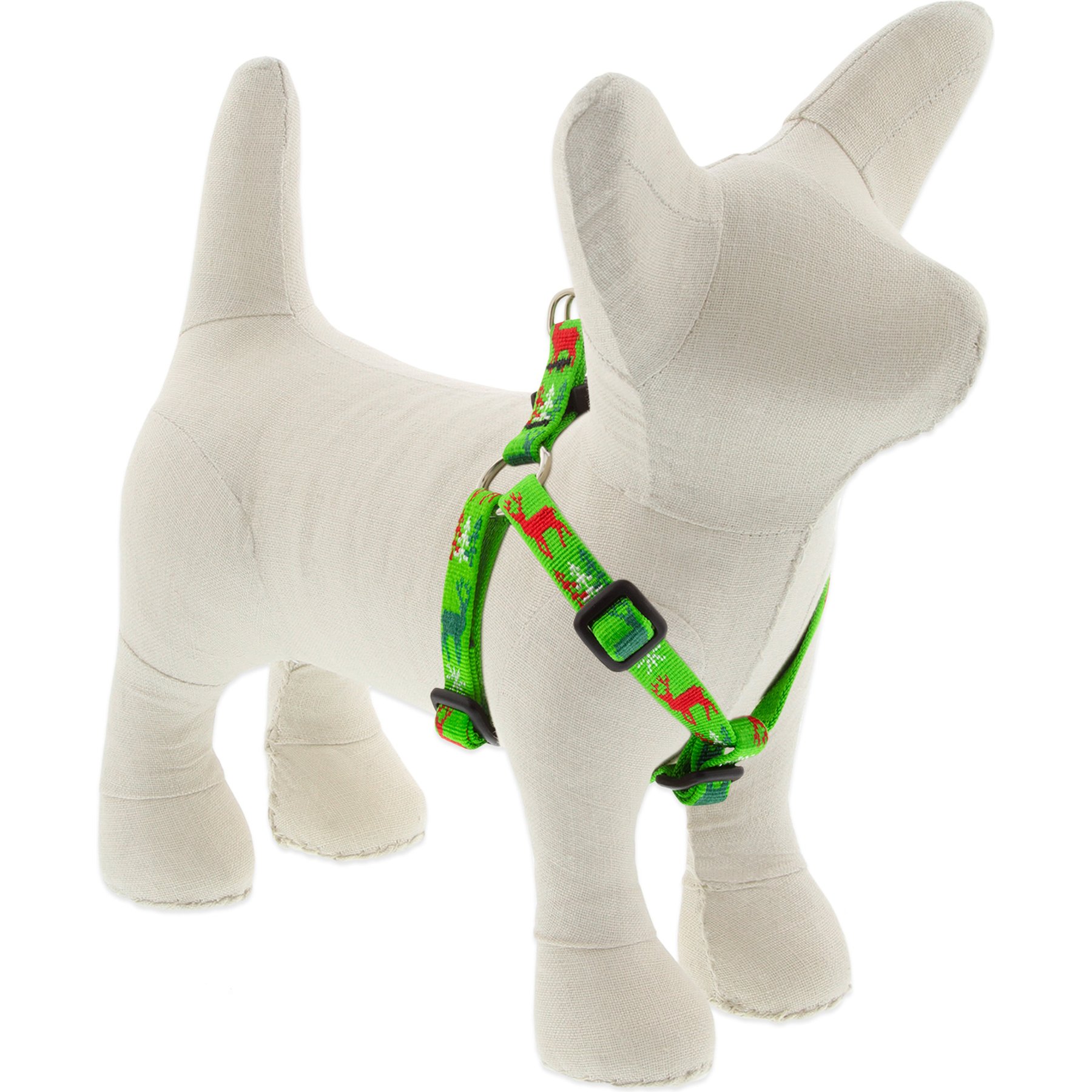 LupinePet Christmas Design Step In Dog Harness, Happy Holidays Green, Small: 12 to 18-in chest, 1/2-in wide