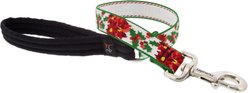 LupinePet Christmas Design Padded Handle Dog Leash, Poinsettia, Small: 2-ft long, 1-in wide