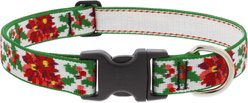 LupinePet Christmas Design Adjustable Dog Collar, Poinsettia, X-Large: 25 to 31-in neck, 1-in wide