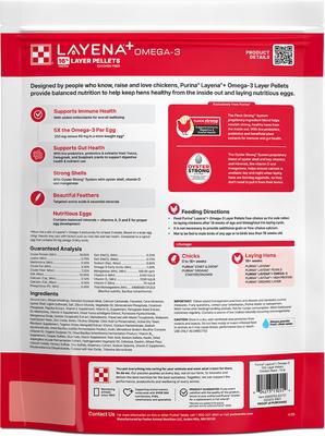 Show full view: Purina Layena+ Omega-3 16% Protein Pellets Chicken Feed, 10-lb bag slide 2 of 9