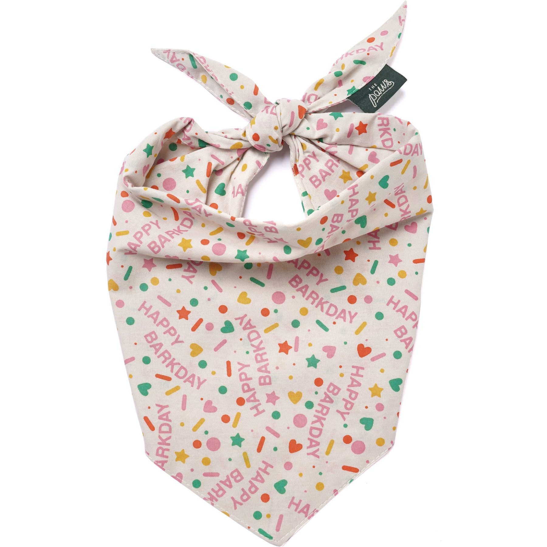 The Paws Sparkle Pawty Dog & Cat Bandana, Pink, Medium
