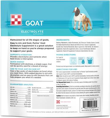 Show full view: Purina Electrolyte Goat Supplement Powder, 16-oz bag slide 2 of 4