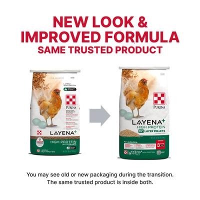 Show full view: Purina Layena+ 19% Protein Layer Pellets Chicken Feed, 40-lb bag slide 4 of 9