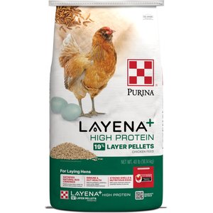 Purina Layena+ 19% Protein Layer Pellets Chicken Feed, 40-lb bag