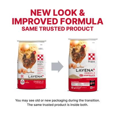 Show full view: Purina Layena+ Omega-3 16% Protein Pellets Chicken Feed, 40-lb bag slide 4 of 9
