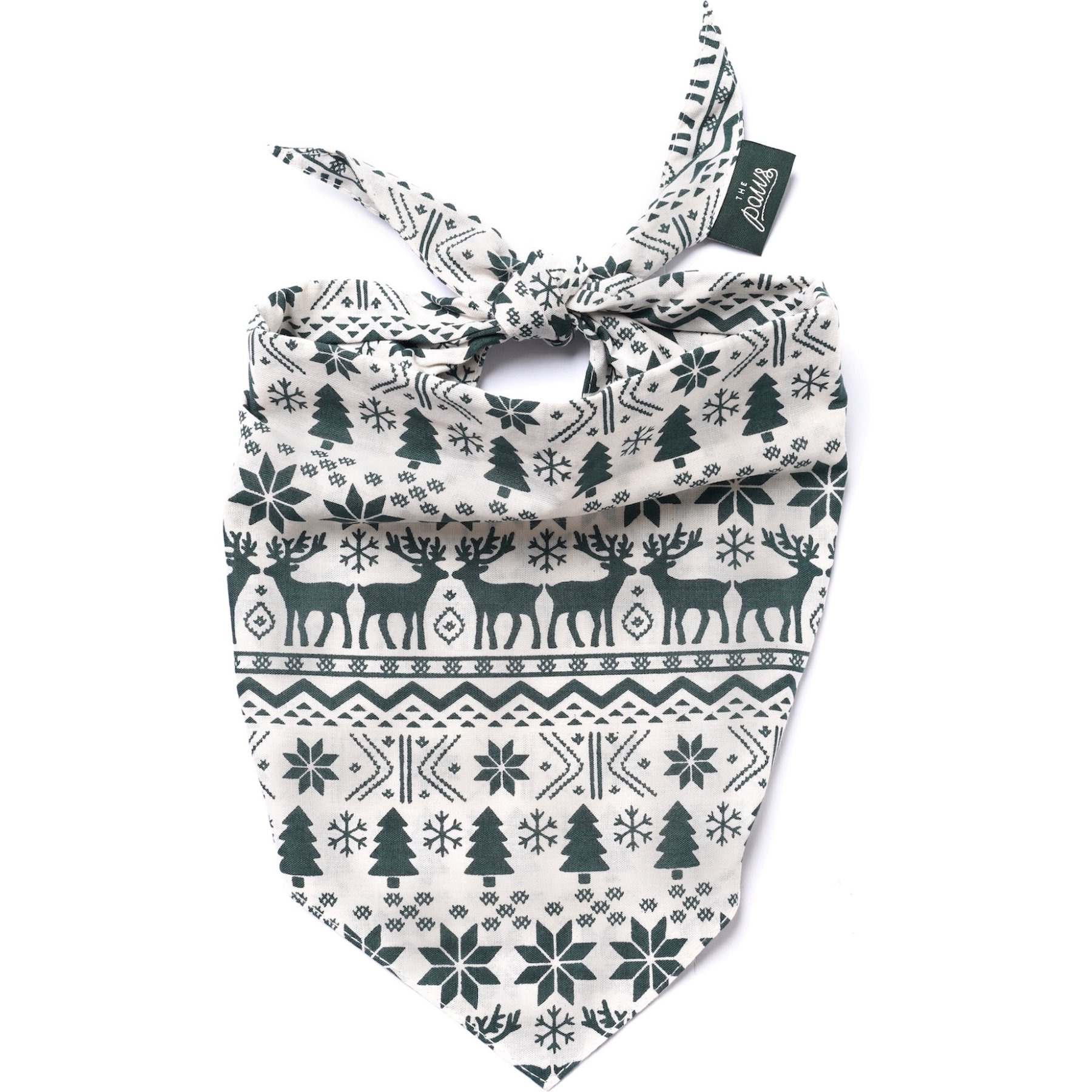 The Paws Christmas Hygge Dog & Cat Bandana, Green, Small