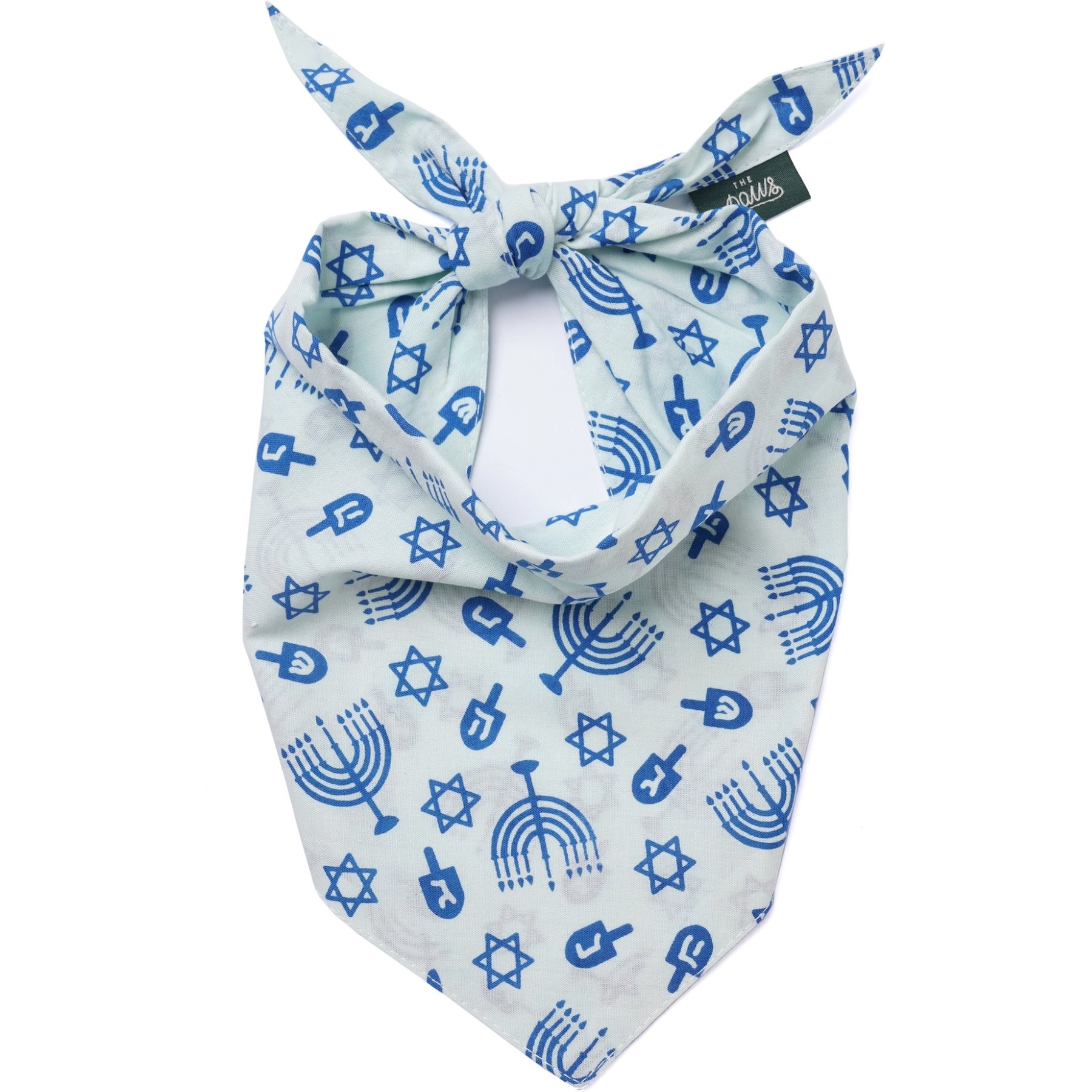 The Paws Christmas Hanukkah Dog & Cat Bandana, Blue, Medium