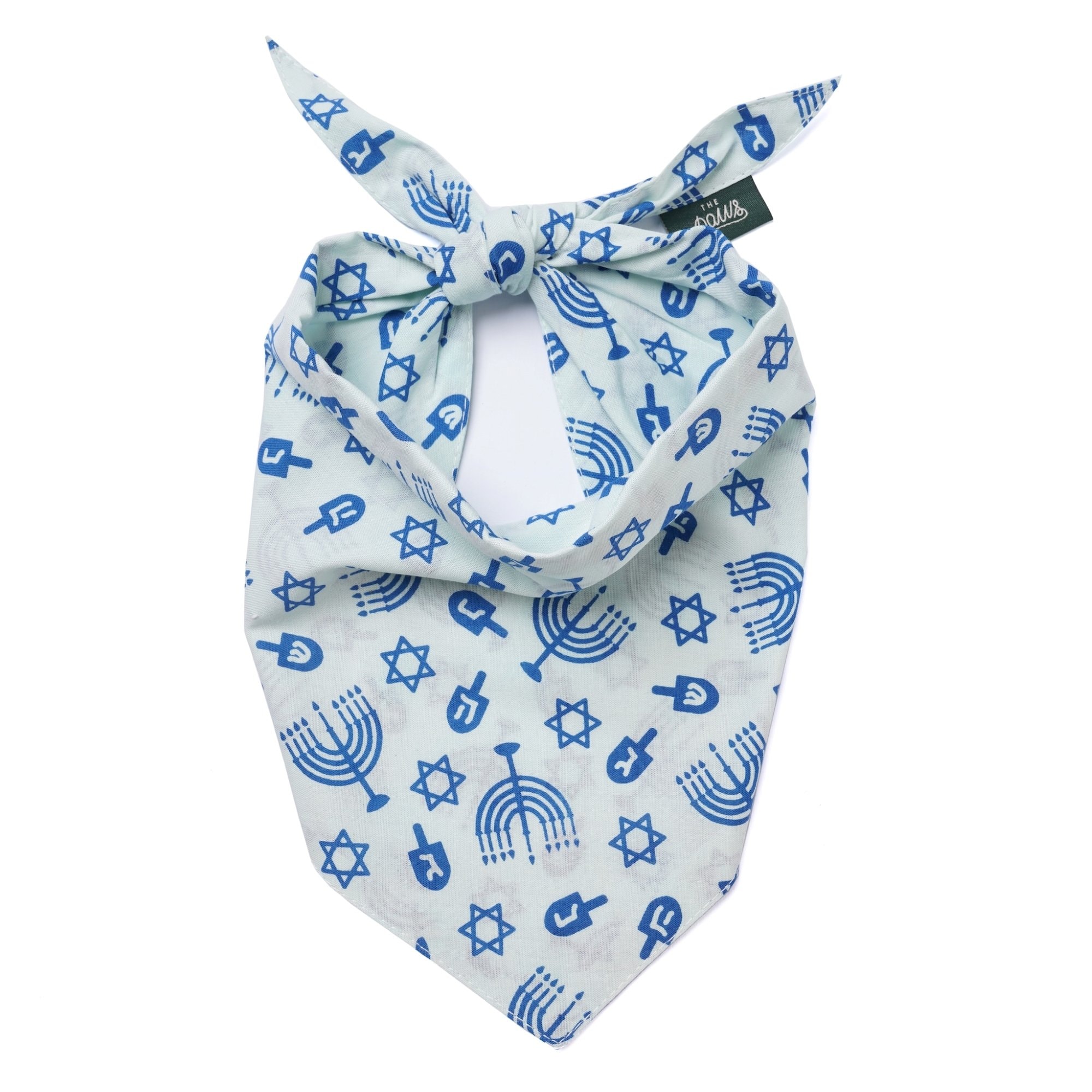 The Paws Christmas Hanukkah Dog Bandana, Blue, Medium
