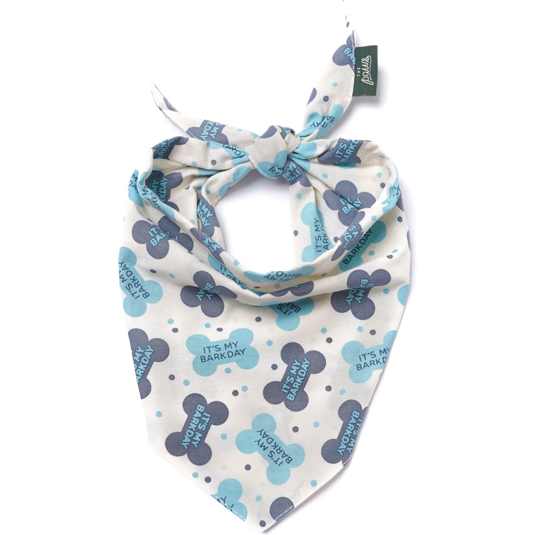The Paws Christmas Let's Pawty Dog & Cat Bandana, Blue, X-Large