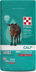 Purina 24:20 All Milk Medicated Calf Milk Replacer Powder Cattle Feed, 50-lb bag