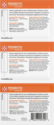 Show full view: Purina Probiotic Digestive Poultry Supplement, 0.17oz packet, 3 count slide 2 of 4