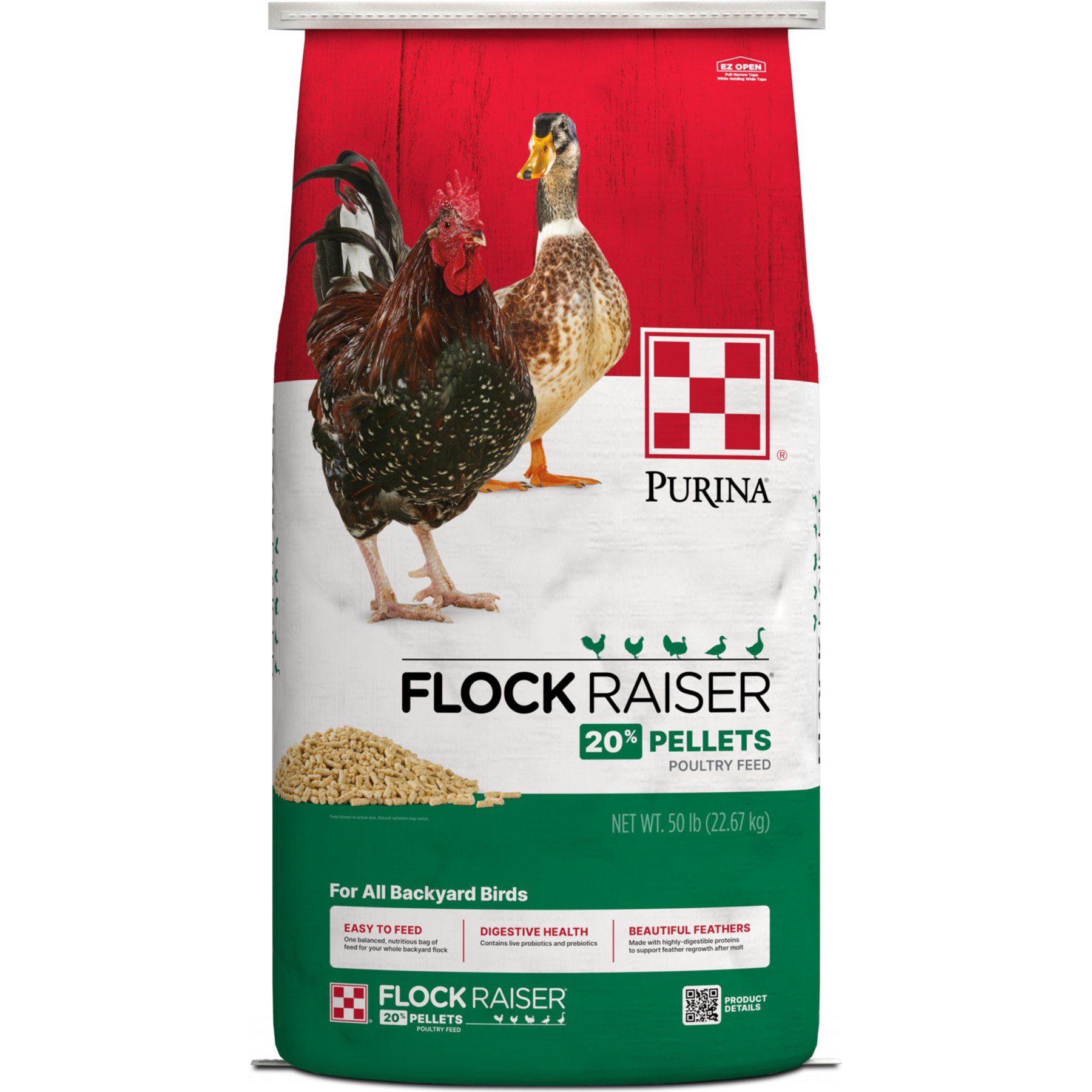 Purina Flock Raiser 20% Protein Pellets Poultry Feed, 50-lb bag
