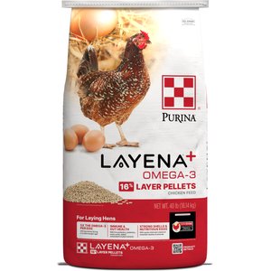 Purina Layena+ Omega-3 16% Protein Pellets Chicken Feed, 40-lb bag
