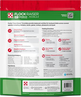Show full view: Purina Flock Raiser 20% Protein Crumbles Poultry Feed, 5-lb bag slide 2 of 10
