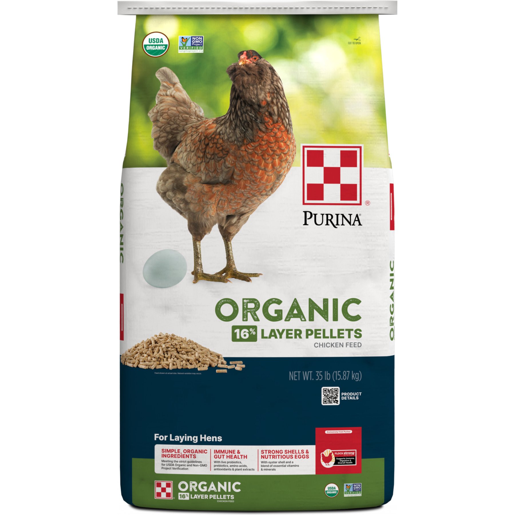 Purina Organic Layer 16% Protein Pellets Chicken Feed, 35-lb bag