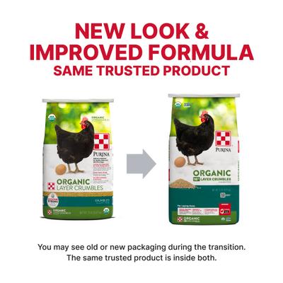 Show full view: Purina Organic Layer 16% Protein Crumbles Chicken Feed, 35-lb bag slide 4 of 9