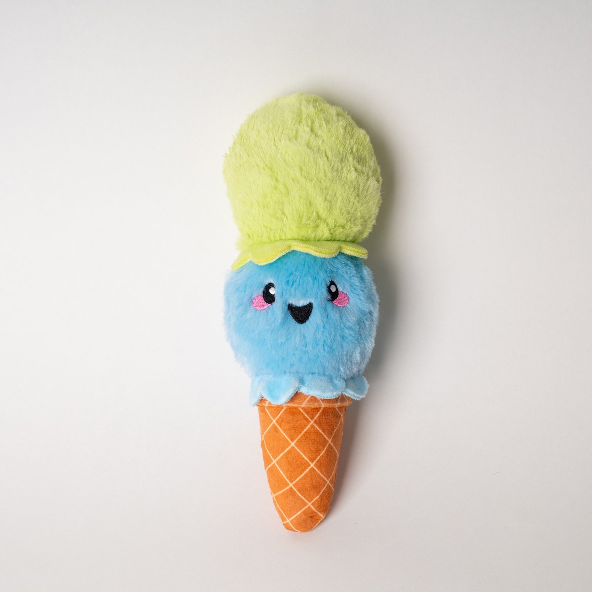 Bundle x Joy Ice Cream Cone Delight Squeaky Crinkle Plush Dog Toy, Blue & Green, Medium