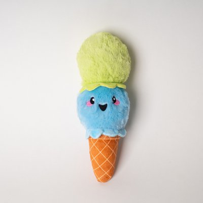 Bundle x Joy Bundle x Joy Ice Cream Cone Delight Squeaky Crinkle Plush Dog Toy, Blue & Green, Medium