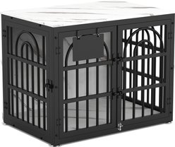 Invenho Marble Grained Heavy Duty Furniture Style End Table Dog Crate, 32 inch