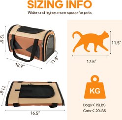 Gapzer Soft Sided Collapsible Airline Approved Dog & Cat Carrier Bag, 18.8 x 11.8 x 12.6-in, Brown slide 2 of 9